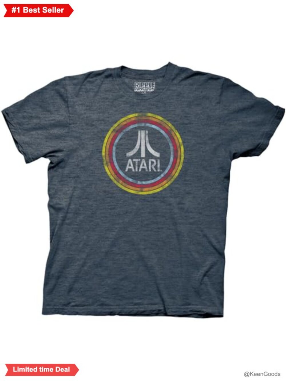 Officially Licensed Atari Graphic T-Shirt Retro Distressed Crew Neck Tee